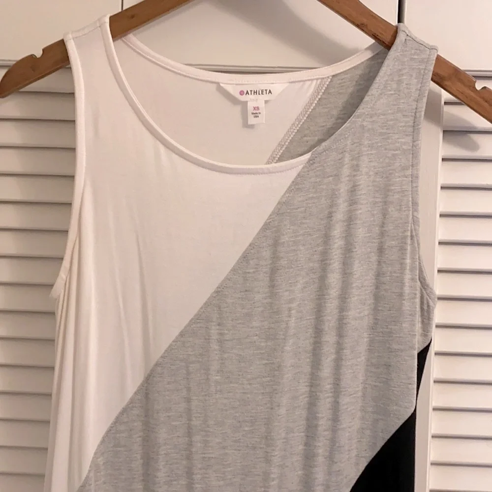 Athleta | Rayon Stretch Diagonal Colorblock Sleeveless Midi Dress (XS) - Picture 4 of 14
